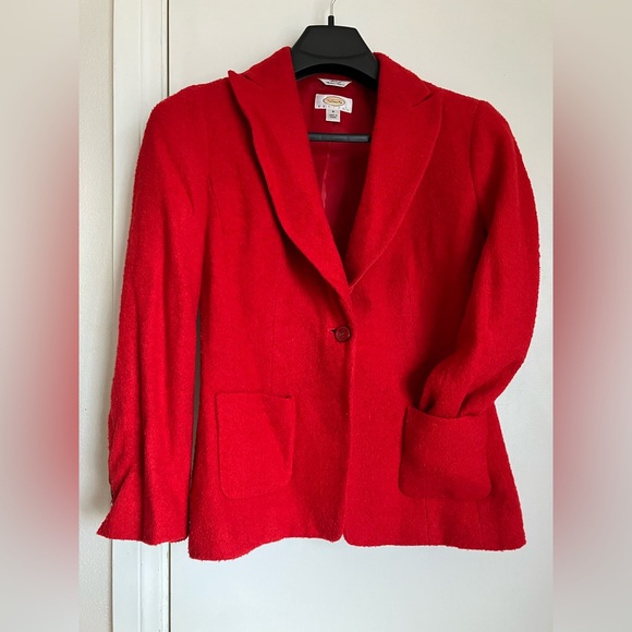 Talbots Red Italian Wool Blazer Women’s Size 4 Petite - Picture 1 of 3